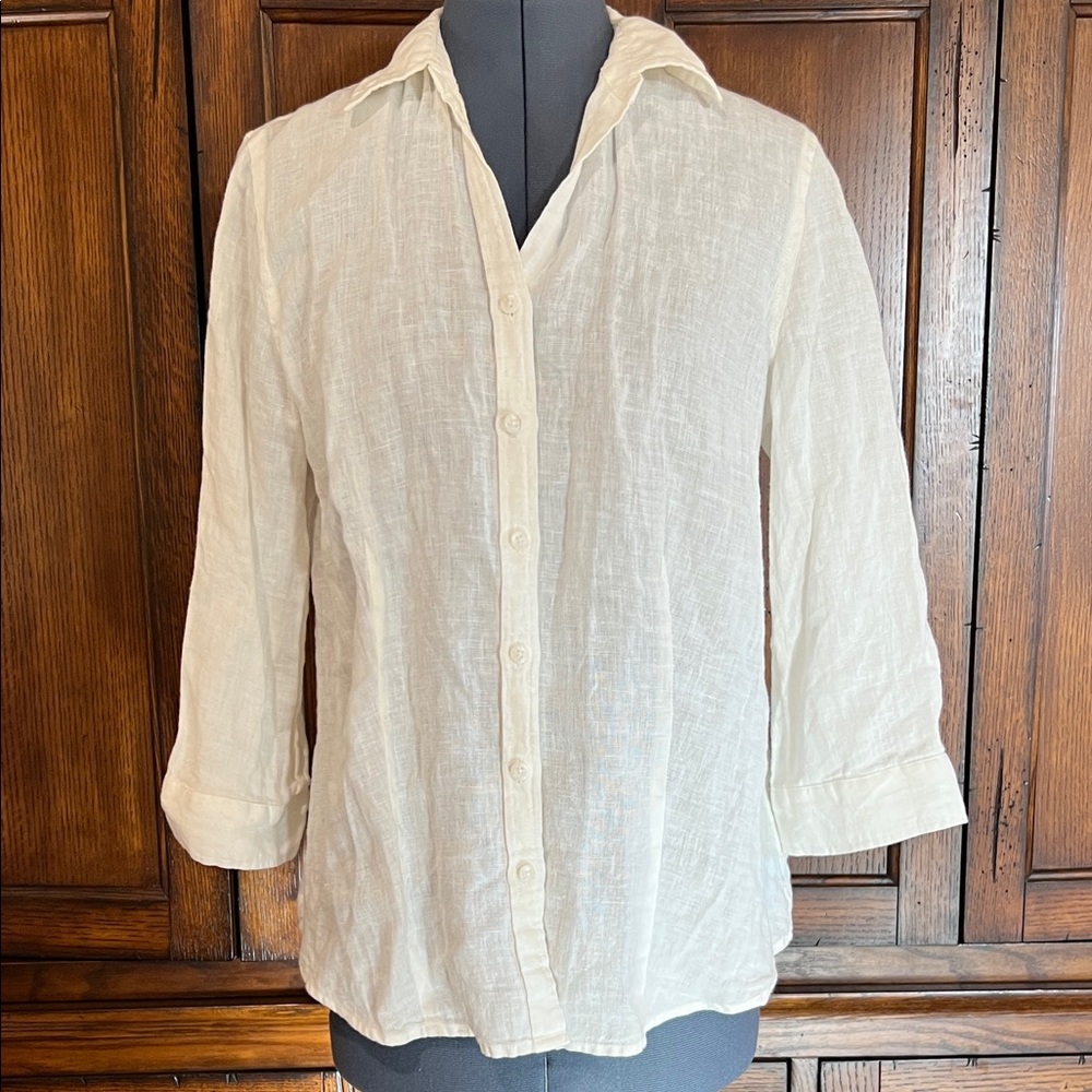 Coldwater Creek 100% Linen Button Down
